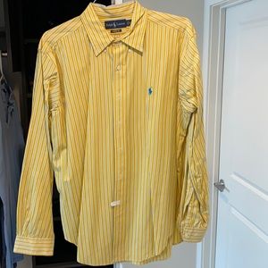Mens yellow Long Sleeve Polo